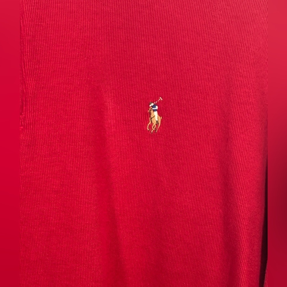 Polo Ralph Lauren Men’s Red Estate Rib Quarter Zip Sweater Size XL - Picture 2 of 9
